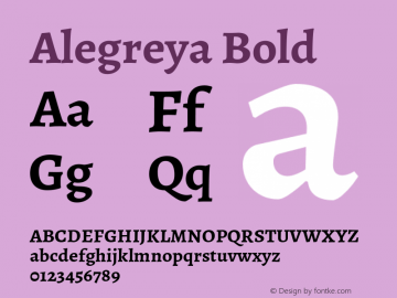 Alegreya Bold Version 1.003 Font Sample