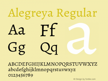 Alegreya Regular Version 1.003 Font Sample