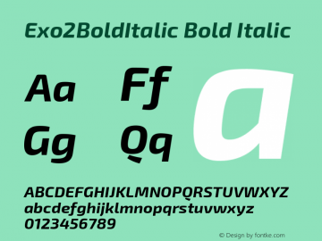 Exo2BoldItalic Bold Italic Version 1.001;PS 001.001;hotconv 1.0.70;makeotf.lib2.5.58329; ttfautohint (v0.92) -l 8 -r 50 -G 200 -x 14 -w 