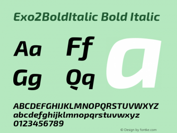 Exo2BoldItalic Bold Italic Version 1.001;PS 001.001;hotconv 1.0.70;makeotf.lib2.5.58329; ttfautohint (v0.92) -l 8 -r 50 -G 200 -x 14 -w 
