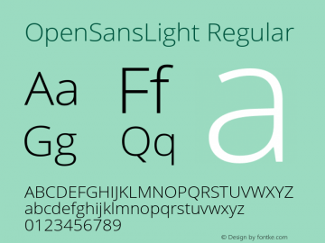 OpenSansLight Regular Version 1.10 Font Sample