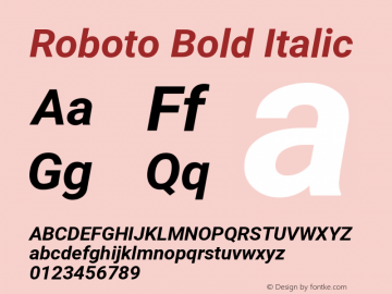 Roboto Bold Italic Version 2.135; 2016图片样张