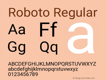 Roboto Regular Version 2.135; 2016图片样张