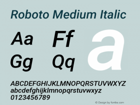 Roboto Medium Italic Version 2.135; 2016图片样张