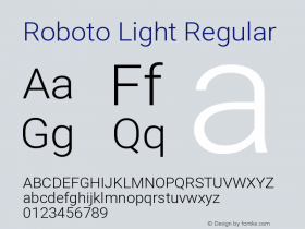 Roboto Light Regular Version 2.135; 2016 Font Sample