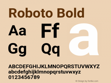 Roboto Bold Version 2.135; 2016 Font Sample