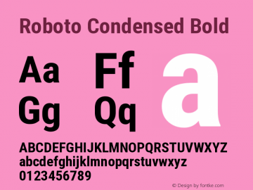 Roboto Condensed Bold Version 2.135; 2016 Font Sample