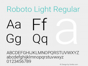 Roboto Light Regular Version 2.135 Font Sample