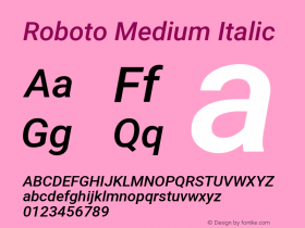 Roboto Medium Italic Version 2.135图片样张