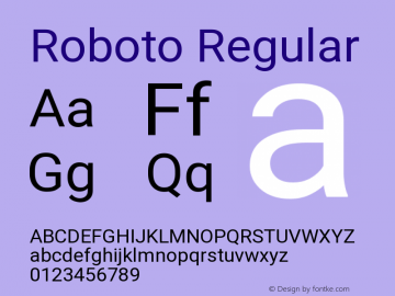 Roboto Regular Version 2.135 Font Sample