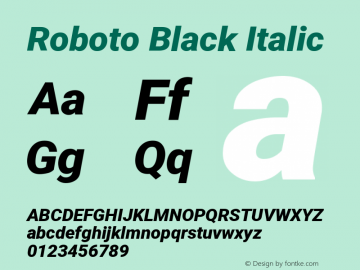 Roboto Black Italic Version 2.135 Font Sample