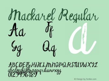 Mackarel Regular Version 1.000 Font Sample