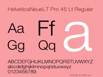 HelveticaNeueLT Pro 45 Lt Regular Version 1.300;PS 001.003;hotconv 1.0.38图片样张