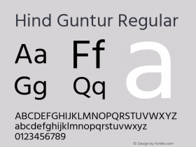 Hind Guntur Regular Version 1.000;PS 1.0;hotconv 1.0.86;makeotf.lib2.5.63406; ttfautohint (v1.5.33-1714) -l 8 -r 50 -G 200 -x 13 -D latn -f telu -w G -W -c -X 