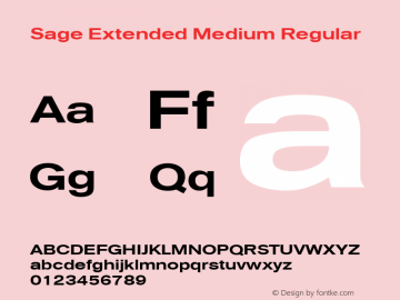 Sage Extended Medium Regular July 7, 1992; 1.01 Font Sample