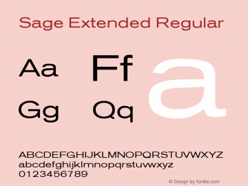 Sage Extended Regular July 7, 1992; 1.01 Font Sample