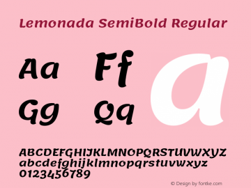 Lemonada SemiBold Regular Version 3.007;PS 003.007;hotconv 1.0.88;makeotf.lib2.5.64775 Font Sample