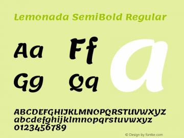 Lemonada SemiBold Regular Version 3.007 Font Sample