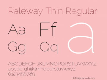 Raleway Thin Regular Version 4.010 Font Sample