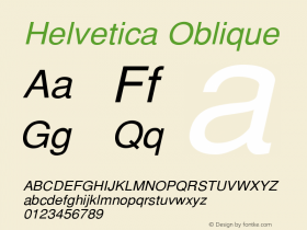 Helvetica Oblique Version 001.003 Font Sample