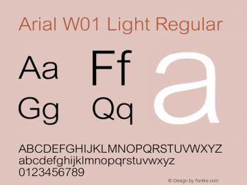Arial W01 Light Regular Version 1.00 Font Sample