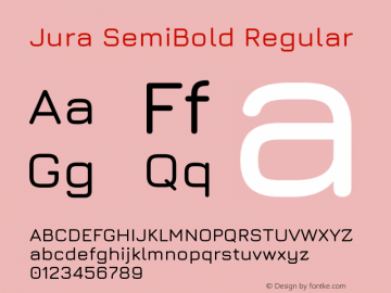 Jura SemiBold Regular Version 3.010 Font Sample