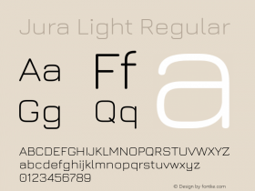 Jura Light Regular Version 3.100;PS 003.100;hotconv 1.0.88;makeotf.lib2.5.64775 Font Sample