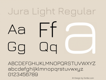 Jura Light Regular Version 3.100;PS 003.100;hotconv 1.0.88;makeotf.lib2.5.64775图片样张