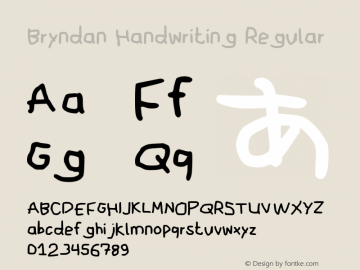 Bryndan Handwriting Regular Version 3 Font Sample