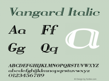 Vangard Italic The IMSI MasterFonts Collection, tm 1995, 1996 IMSI (International Microcomputer Software Inc.) Font Sample
