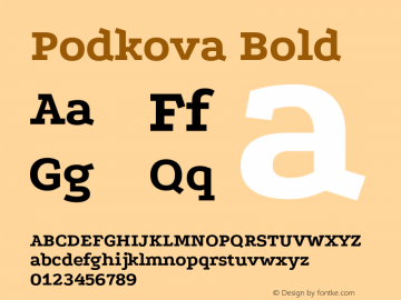 Podkova Bold Version 2.000 Font Sample