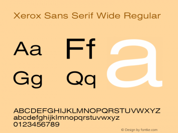 Xerox Sans Serif Wide Regular 1.1 Font Sample