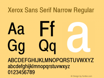Xerox Sans Serif Narrow Regular 1.1图片样张