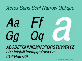 Xerox Sans Serif Narrow Oblique 1.1图片样张