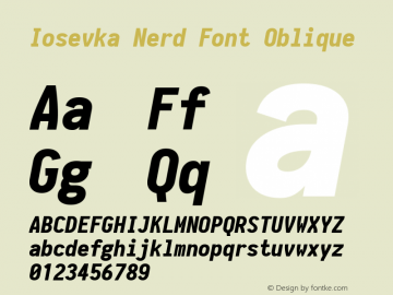 Iosevka Nerd Font Oblique 1.8.4; ttfautohint (v1.5) Font Sample