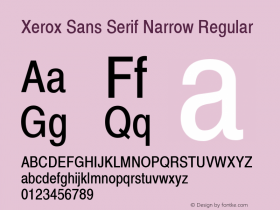 Xerox Sans Serif Narrow Regular 1.1 Font Sample