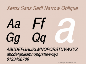 Xerox Sans Serif Narrow Oblique 1.1图片样张