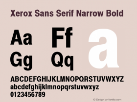Xerox Sans Serif Narrow Bold 1.1 Font Sample
