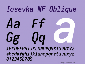 Iosevka NF Oblique 1.8.4; ttfautohint (v1.5) Font Sample