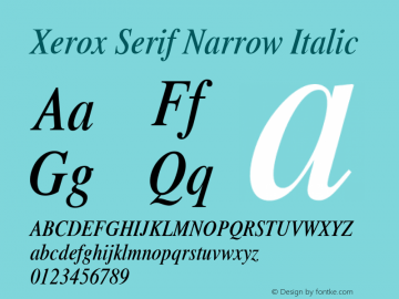Xerox Serif Narrow Italic 1.1图片样张