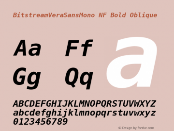 BitstreamVeraSansMono NF Bold Oblique Release 1.10 Font Sample