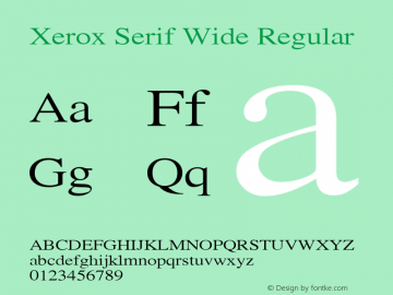 Xerox Serif Wide Regular 1.1 Font Sample