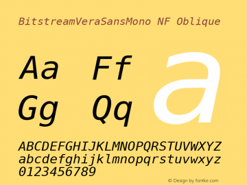 BitstreamVeraSansMono NF Oblique Release 1.10 Font Sample