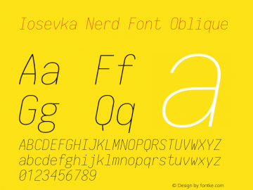 Iosevka Nerd Font Oblique 1.8.4; ttfautohint (v1.5) Font Sample