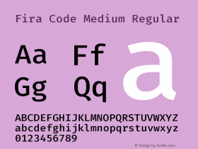 Fira Code Medium Regular Version 1.204;PS 001.204;hotconv 1.0.88;makeotf.lib2.5.64775 Font Sample