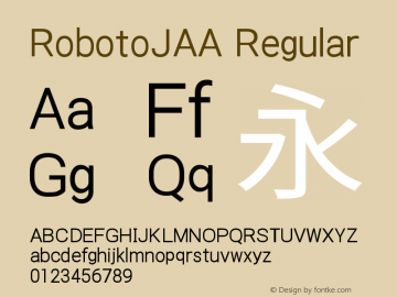 RobotoJAA Regular Version 2.05; 2016-11-05图片样张