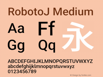 RobotoJ Medium Version 2.05; 2016-11-05图片样张