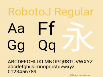 RobotoJ Regular Version 2.05; 2016-11-05 Font Sample