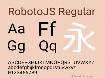 RobotoJS Regular Version 2.05; 2016-11-05 Font Sample