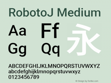 RobotoJ Medium Version 2.05; 2016-11-05 ; ttfautohint (v1.5) Font Sample
